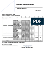 Packing List: Sportrak Tire Group Limited