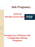 High Risk Pregnancy: NCM 104 Toni Rose Garcia Gimenez, RN