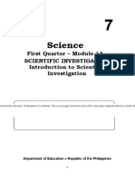 Science: First Quarter - Module 1A Scientific Investigation: Introduction To Scientific Investigation