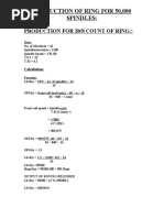 Production For 20/S Count of Ring