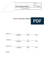 SOP For Calibration of Balances