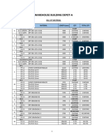 Warehouse Building Depot-A: Bill of Material