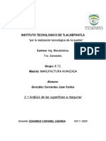 2.1 Análisis de Las Superficies A Maquinar