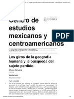 Centro de Estudios Mexicanos y Centroamericanos: Los Giros de La Geografía Humana y La Búsqueda Del Sujeto Perdido