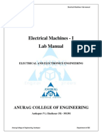 Electrical Machines - I Lab Manual: Anurag College of Engineering