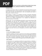 Informe de Aspectos Clave de La Inteligencia Emocional para Mejorar El Liderazgo Personal y Profesional