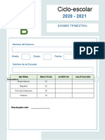 Examen Trimestral Sexto Grado Bloque II