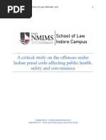 A Critical Study On The Offences Under Indian Penal Code Affecting Public Health, Safety and Convenience