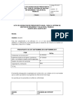 Asignacion de Presupuesto SG SST