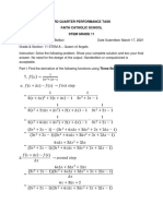 3Rd Quarter Performance Task Faith Catholic School Stem Grade 11