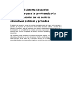 Normas Del Sistema Educativo Dominicano para La Convivencia y La Disciplina Escolar en Los Centros Educativos Públicos y Privados