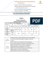 Syllabus Courses Offered by Electrical Engineering Dept.: First Year Engineering Department