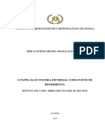 Instituto Superior Politécnico Metropolitano de Angola: O Papel Da Economia Informal Como Fonte de Rendimento