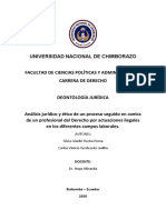 Análisis Jurídico y Ético de Un Proceso Seguido en Contra de Un Profesional Del Derecho Por Actuaciones Ilegales en Los Diferentes Campos Laborales