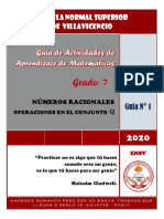 Guía #1 Math 7° Tercer Periodo - Operaciones Números Racionales