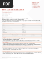 F316L Austenitic Stainless Steel: Related Specifications