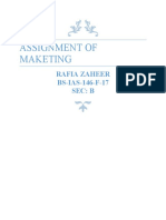 Assignment of Maketing: Rafia Zaheer BS-IAS-146-F-17 Sec: B