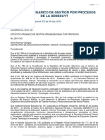 Estatuto Organico de Gestion Organizacional Por Procesos Senescyt (Acuerdo 2015-133)