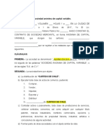 Acta Constitutiva de Sociedad Anónima de Capital Vaariable