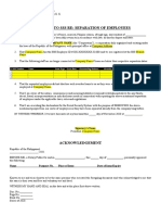 Affidavit To Sss Re: Separation of Employees: Republic of The Philippines) - ) S. S