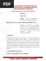 Modelo Escrito de Solicitud de Rehabilitación Y Eliminación de Antecedentes Penales LP