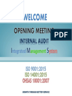 Opening Internal Audit IMS - Periode II Oktober 2020