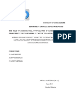 Faculity of Agriculture Department of Rural Development and The Role of Agricultural Cooperatives in Achieving Socio-Economic Development of Its Members: in Case of Teda Kebele, Gondar