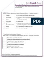 Listening Skills Practice: Sleeping For Exam Success - Exercises