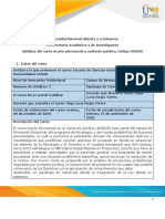 Syllabus Del Curso Acción Psicosocial y Contexto Jurídico, Código 403030