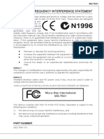 FCC-B Radio Frequency Interference Statement: Micro-Star International Ms-764