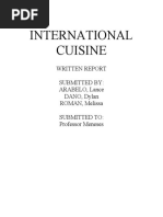 International Cuisine Written Report