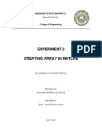 Experiment 2 Creating Array in Matlab: Mindanao State University