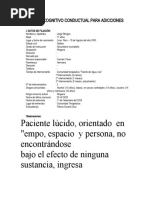 Historia Cognitivo Conductual para Adicciones