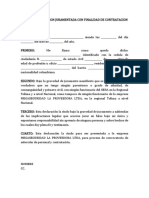 Acta de Declaracion Juramentada Con Finalidad de Contratacion