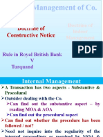 Internal Management of Co.: Doctrine of Constructive Notice