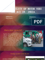 Applicability of Motor Vehi Cle Act in India: Submitted By:-Submitted To