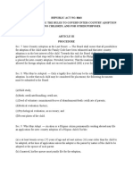 Republic Act No. 8043 An Act Establishing The Rules To Govern Inter-Country Adoption of Filipino Children, and For Other Purposes