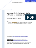 Gonzalez, Paula Fernanda (2020) - Lectura de La Instancia de La Letra en El Inconsciente