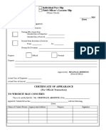 Individual Pass Slip. CPPO ARGENTE