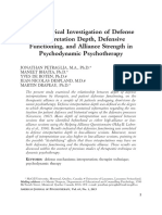 An Empirical Investigation of Defense Interpretation Depth, Defensive Functioning, and Alliance Strength in Psychodynamic Psychotherapy