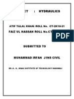 Subject: Hydraulics: Faiz Ul Hassan Roll No - Ct-2K18-16