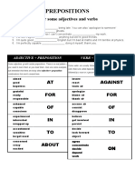 Prepositions: After Some Adjectives and Verbs