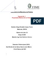 Laboratorio de Mecánica de Fluidos: Reporte No. 1 Propiedades Básicas de Los Fluidos