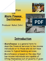 A Presentation On: Micro Finance Institutions