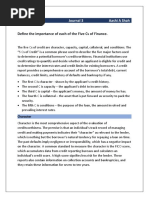 Define The Importance of Each of The Five Cs of Finance