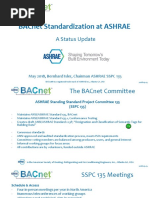 Bacnet Standardization at Ashrae: A Status Update