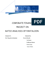 Corporate Finance Project On Ratio Analysis of Pantaloon