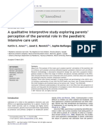 A Qualitative Interpretive Study Exploring Parents' Perception of The Parental Role in The Paediatric Intensive Care Unit