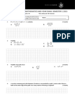 Year 10A Extended Mathematics Mid-Year Exam: Semester 1 2015