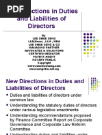 New Directions in Duties and Liabilities of Directors